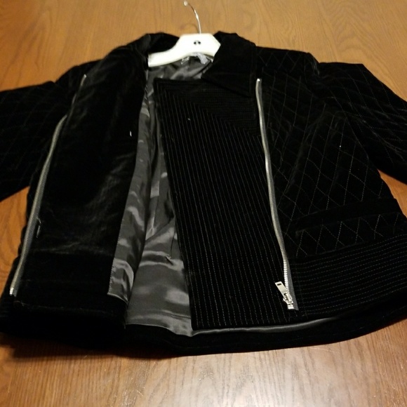 Bagatelle black velvet silver zipper coat jacket NWOT - Picture 4 of 8